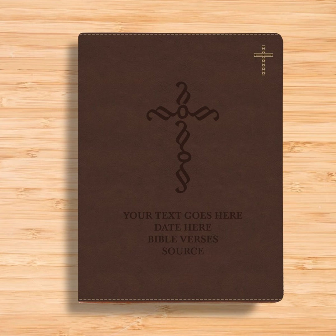 NIV Brown Standard Size Journaling Holy Bible Medium Print | Pen Stroke Cross