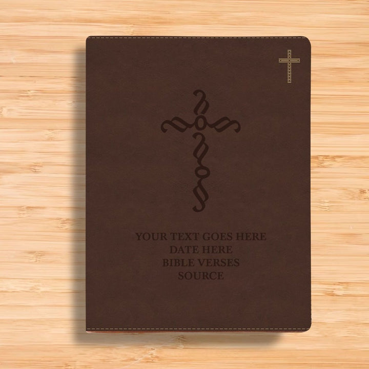 NIV Brown Standard Size Journaling Holy Bible Medium Print | Pen Stroke Cross