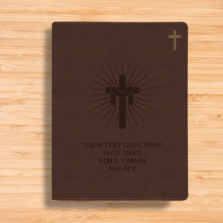 NIV Brown Standard Size Journaling Holy Bible Medium Print | Cross And a Sun Rays