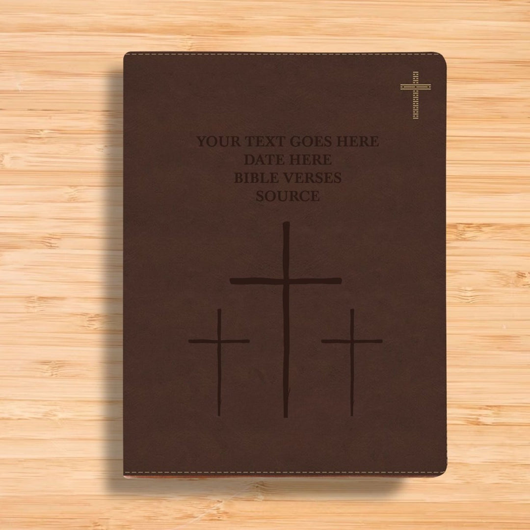 NIV Brown Standard Size Journaling Holy Bible Medium Print | The Three crosses