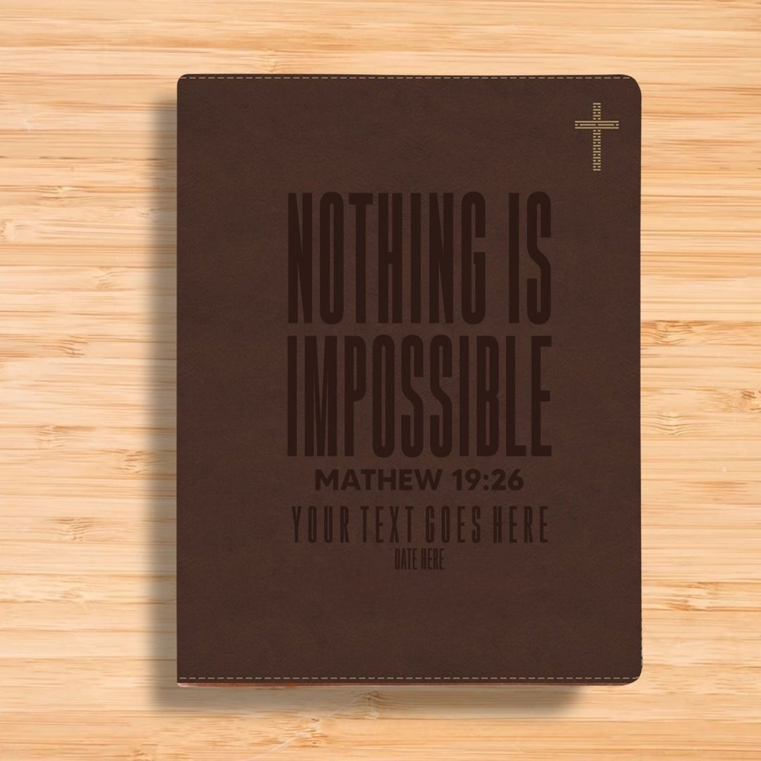NIV Brown Standard Size Journaling Holy Bible Medium Print | Mathew 19:26