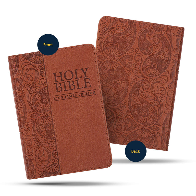 KJV Toffee Brown Mini Pocket Size Holy Bible Extra Small Print