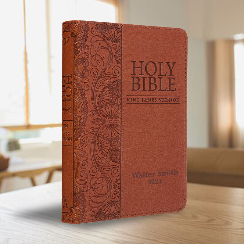 KJV Toffee Brown Mini Pocket Size Holy Bible Extra Small Print
