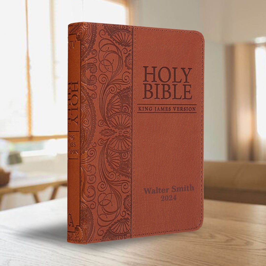KJV Toffee Brown Mini Pocket Size Holy Bible Extra Small Print