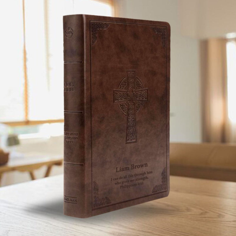 CSB Brown Standard Size Holy Bible Large Print Size | Cross Celtic