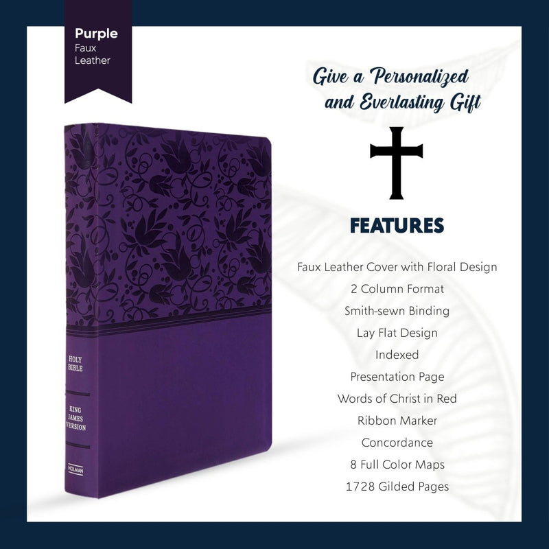 KJV Purple Standard Size Holy Bible Large Print with Index Tabs