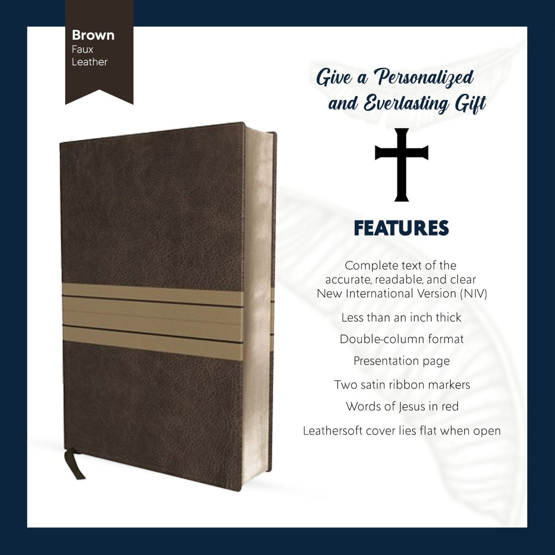 NIV Striped Brown Standard Size Holy Bible Large Print