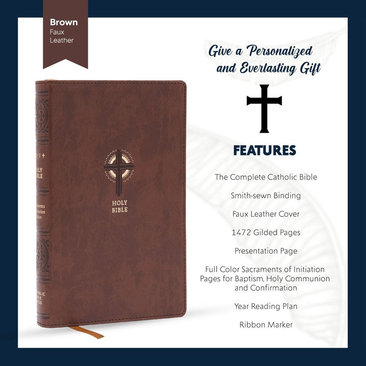 NRSV Brown Standard Size Sacraments of Initiation Edition Holy Bible Medium Print