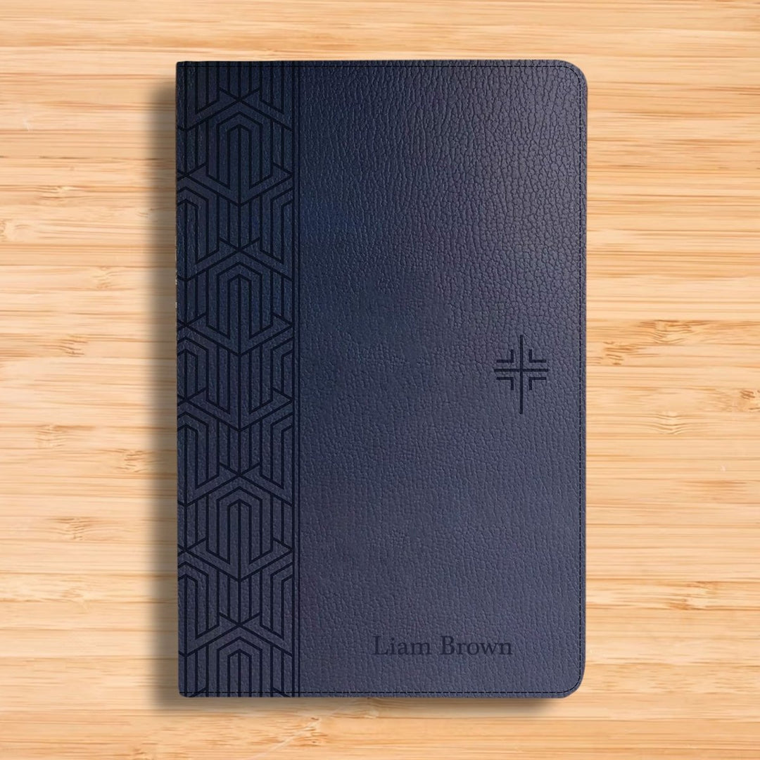 NLT Blue Standard Size Holy Bible Small Print | Geometric
