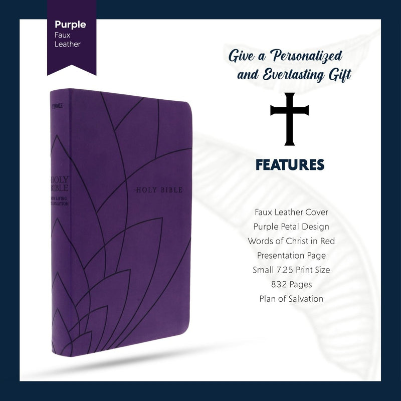 NLT Dark Purple Standard Size Holy Bible Small Print | Petal