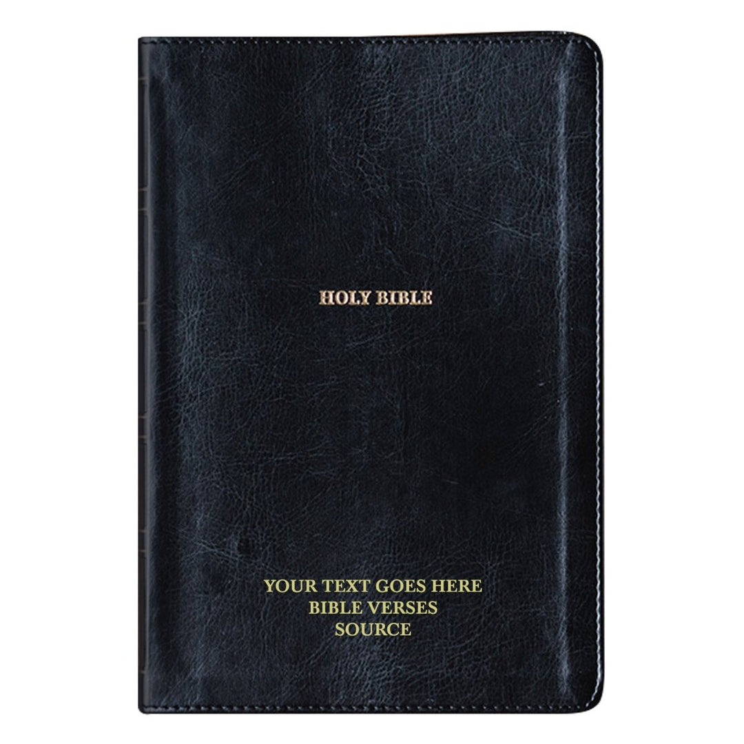 NKJV Black Study Size Thinline Holy Bible Large Print