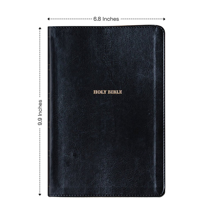 NKJV Black Study Size Thinline Holy Bible Large Print