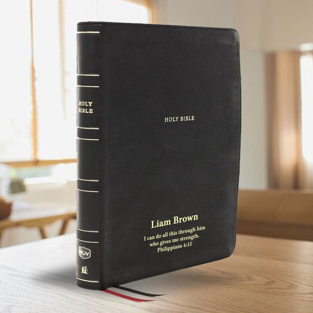 NKJV Black Study Size Thinline Holy Bible Large Print