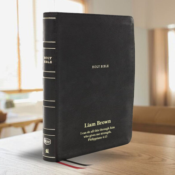 NKJV Black Study Size Thinline Holy Bible Large Print