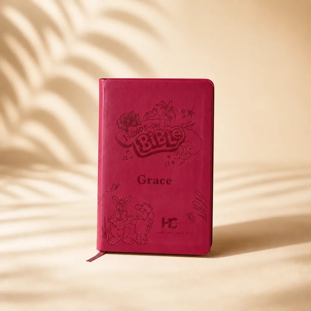 Pink Bible personalized for an individual recipient named Grace