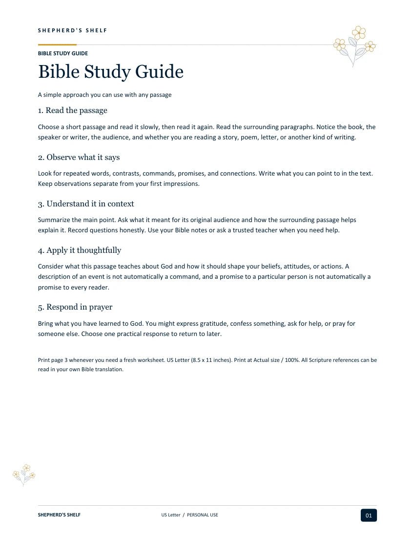 Bible Study Guide — first page from the finished US Letter PDF