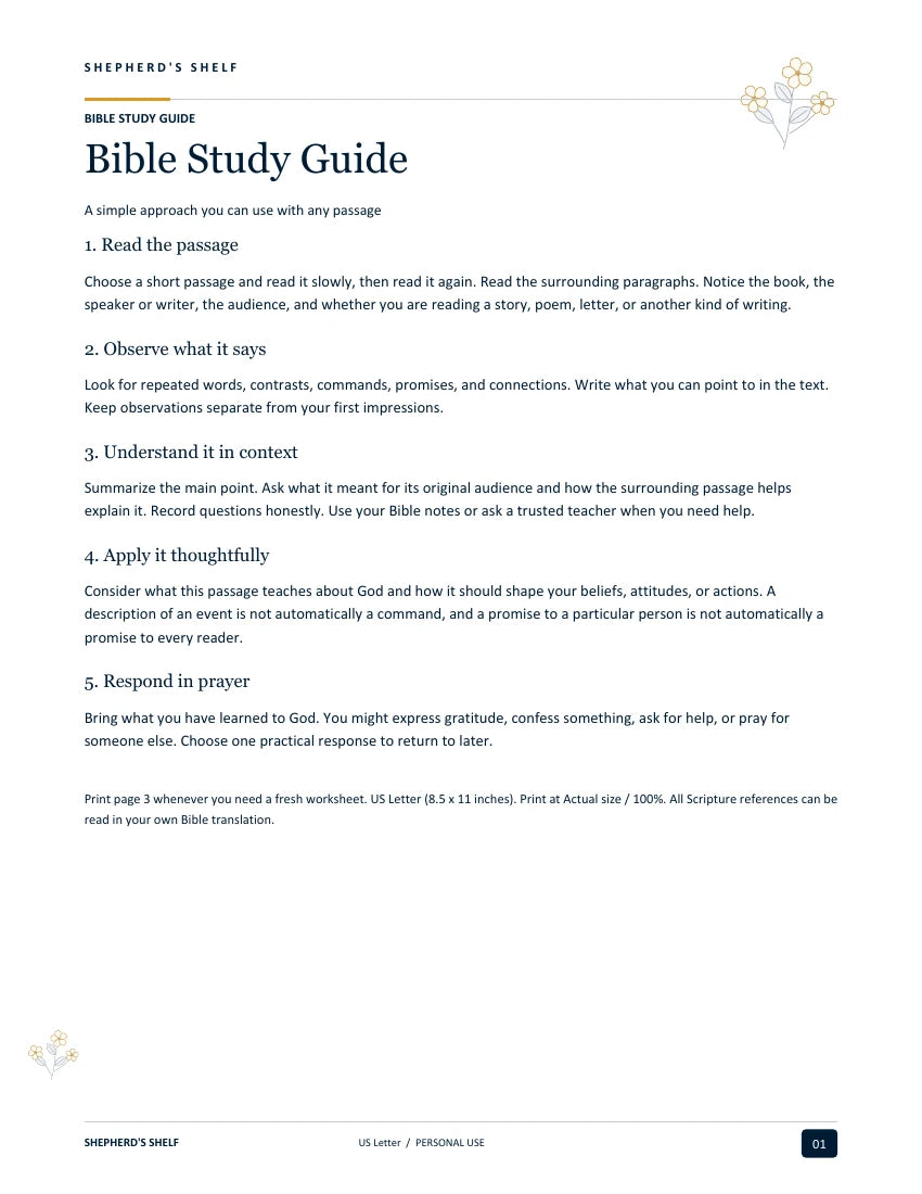 Bible Study Guide — first page from the finished US Letter PDF