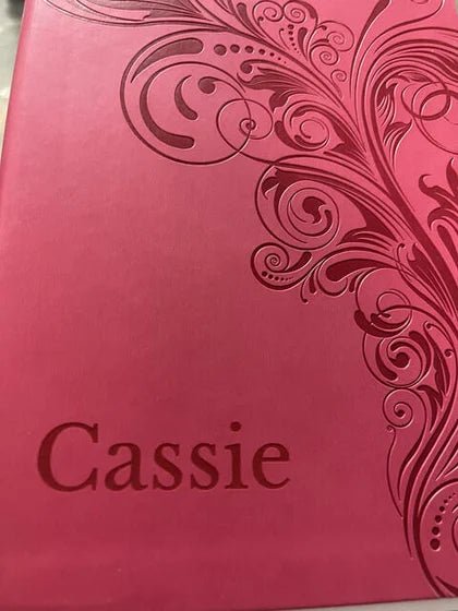 Personalized KJV Pink Standard Size Holy Bible Large Size; customer photo by Cassie Reach