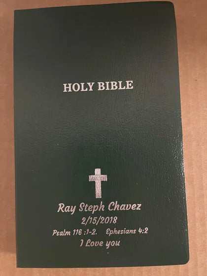 Personalized KJV Black Standard Size Holy Bible Small Print; customer photo by Stephanie Chavez