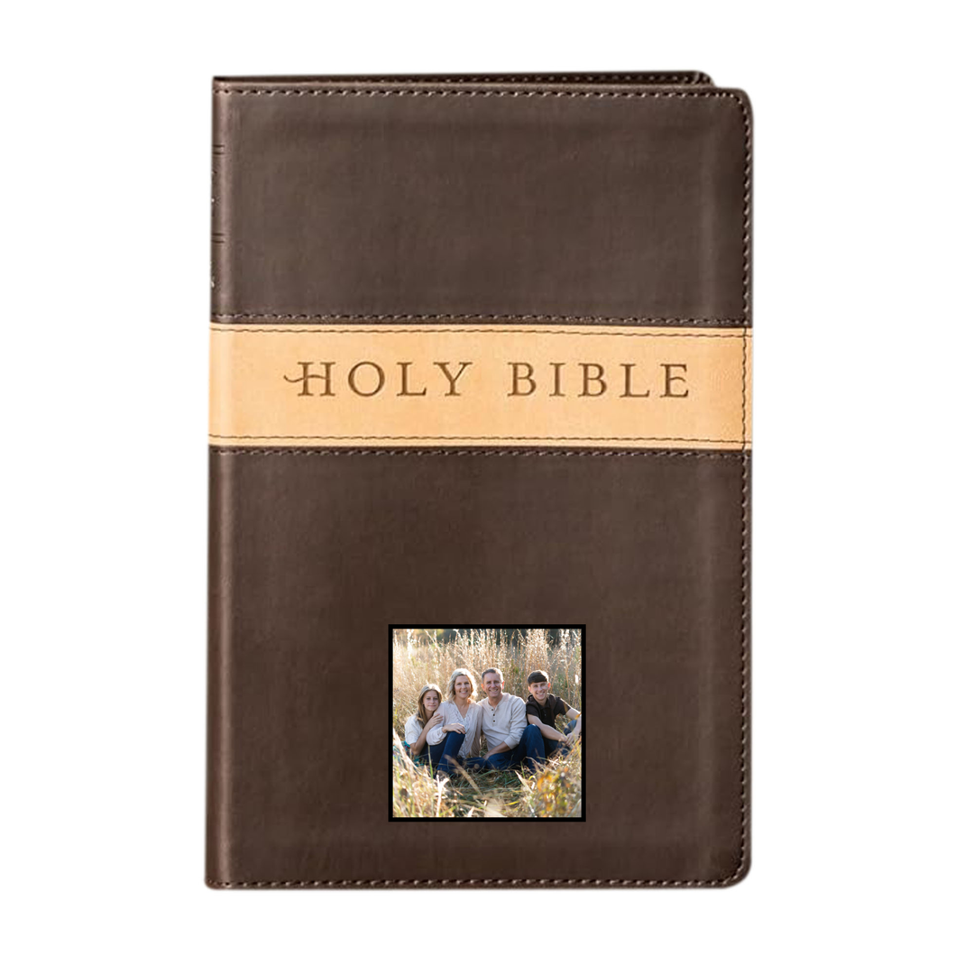 Your Color Photo NLT Brown Tan Standard Size Holy Bible Small Print