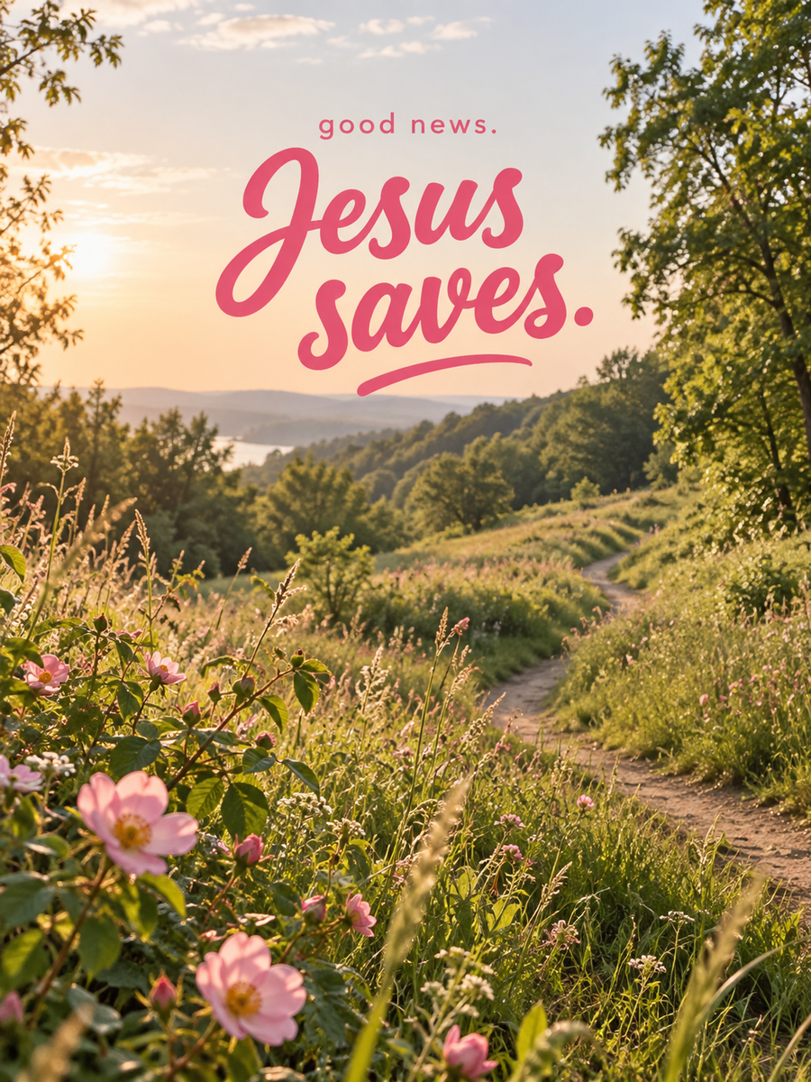 Good news Jesus saves nature message