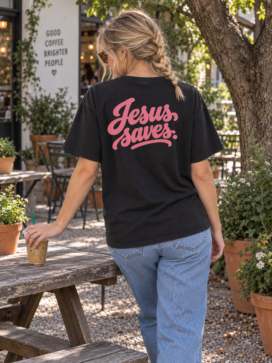 Jesus saves courtyard