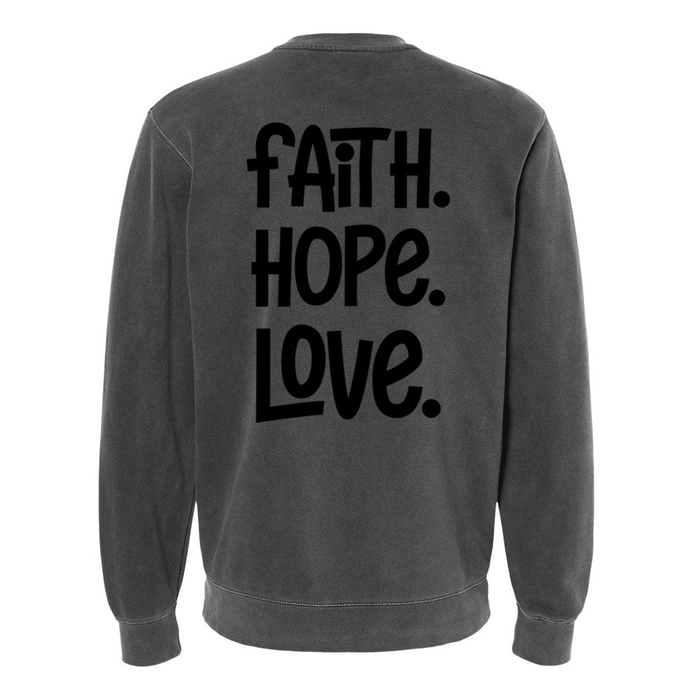 1 Corinthians 13:13 Unisex Pigment - Dyed Crewneck Sweatshirt - Shepherds Shelf