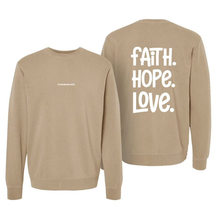 1 Corinthians 13:13 Unisex Pigment - Dyed Crewneck Sweatshirt - Shepherds Shelf