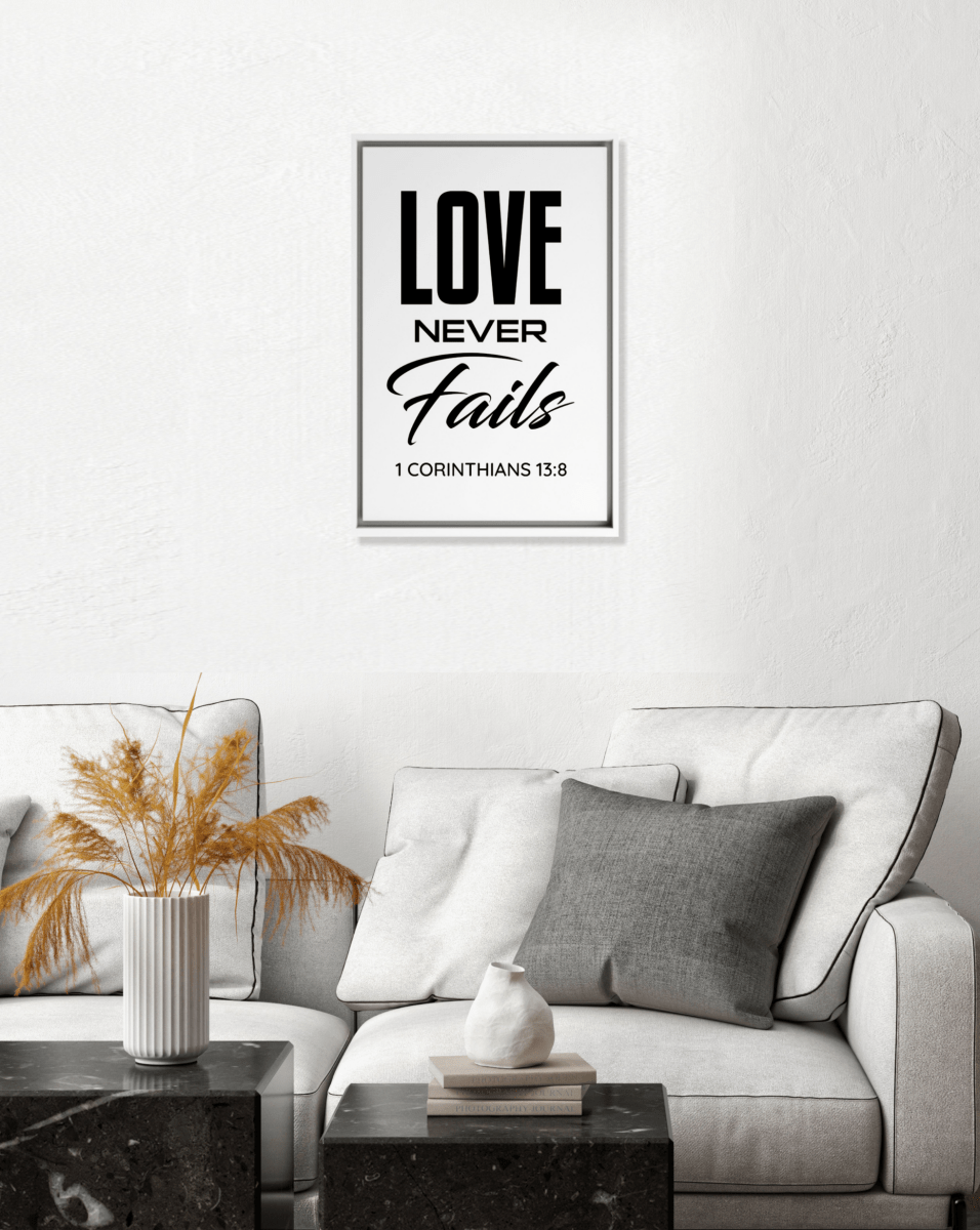 1 CORINTHIANS 13:8 Framed Canvas - Shepherds Shelf