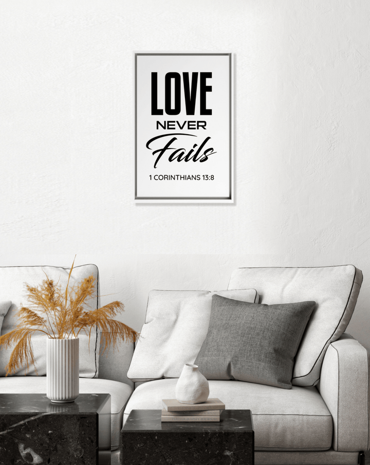 1 CORINTHIANS 13:8 Framed Canvas - Shepherds Shelf