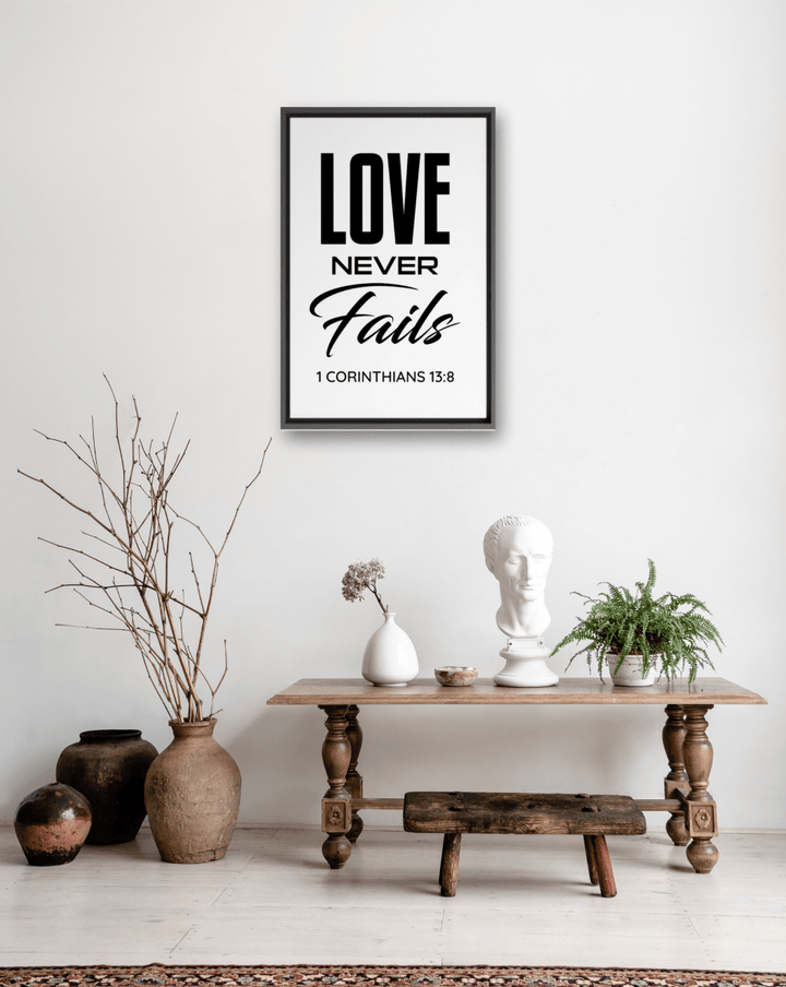1 CORINTHIANS 13:8 Framed Canvas - Shepherds Shelf