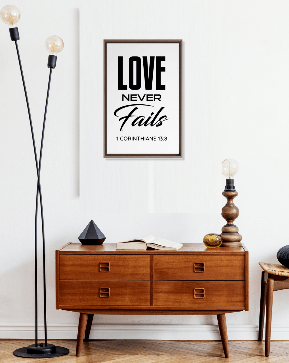 1 CORINTHIANS 13:8 Framed Canvas - Shepherds Shelf