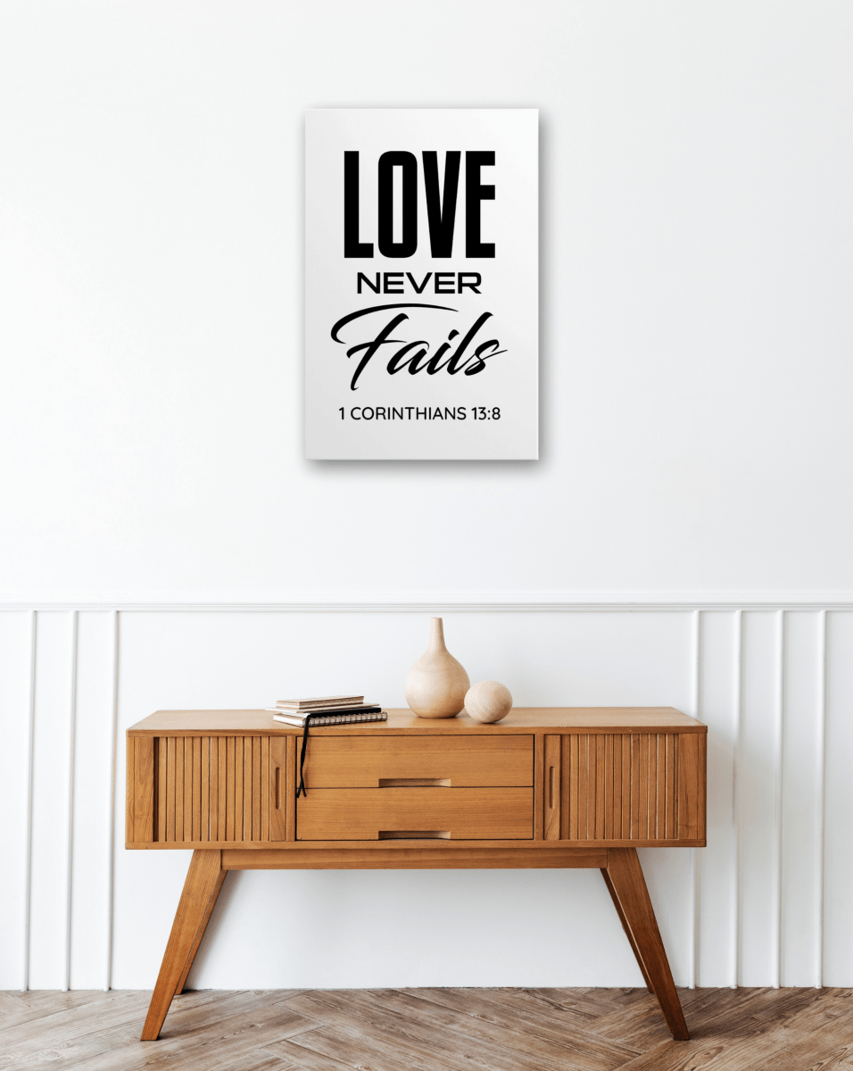 1 CORINTHIANS 13:8 Framed Canvas - Shepherds Shelf