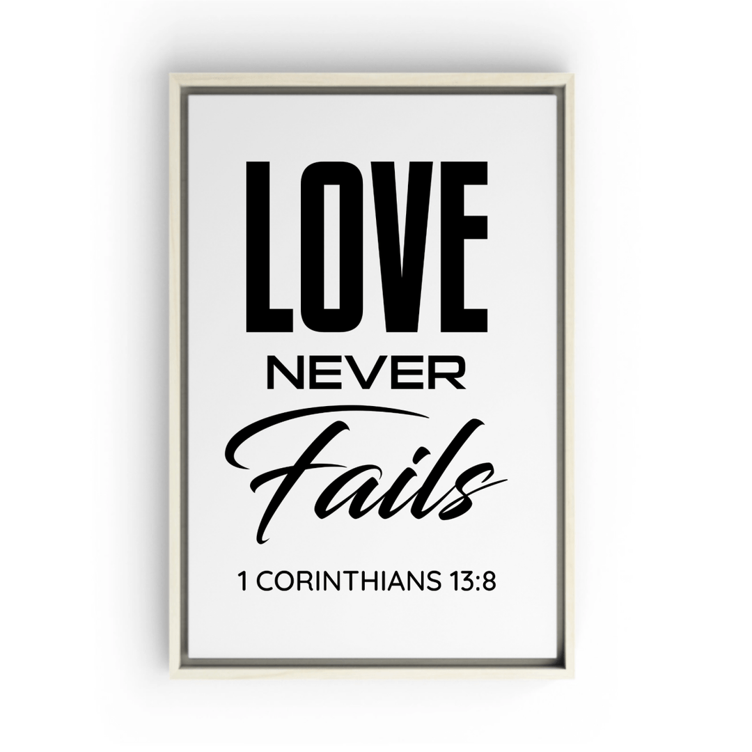 1 CORINTHIANS 13:8 Framed Canvas - Shepherds Shelf