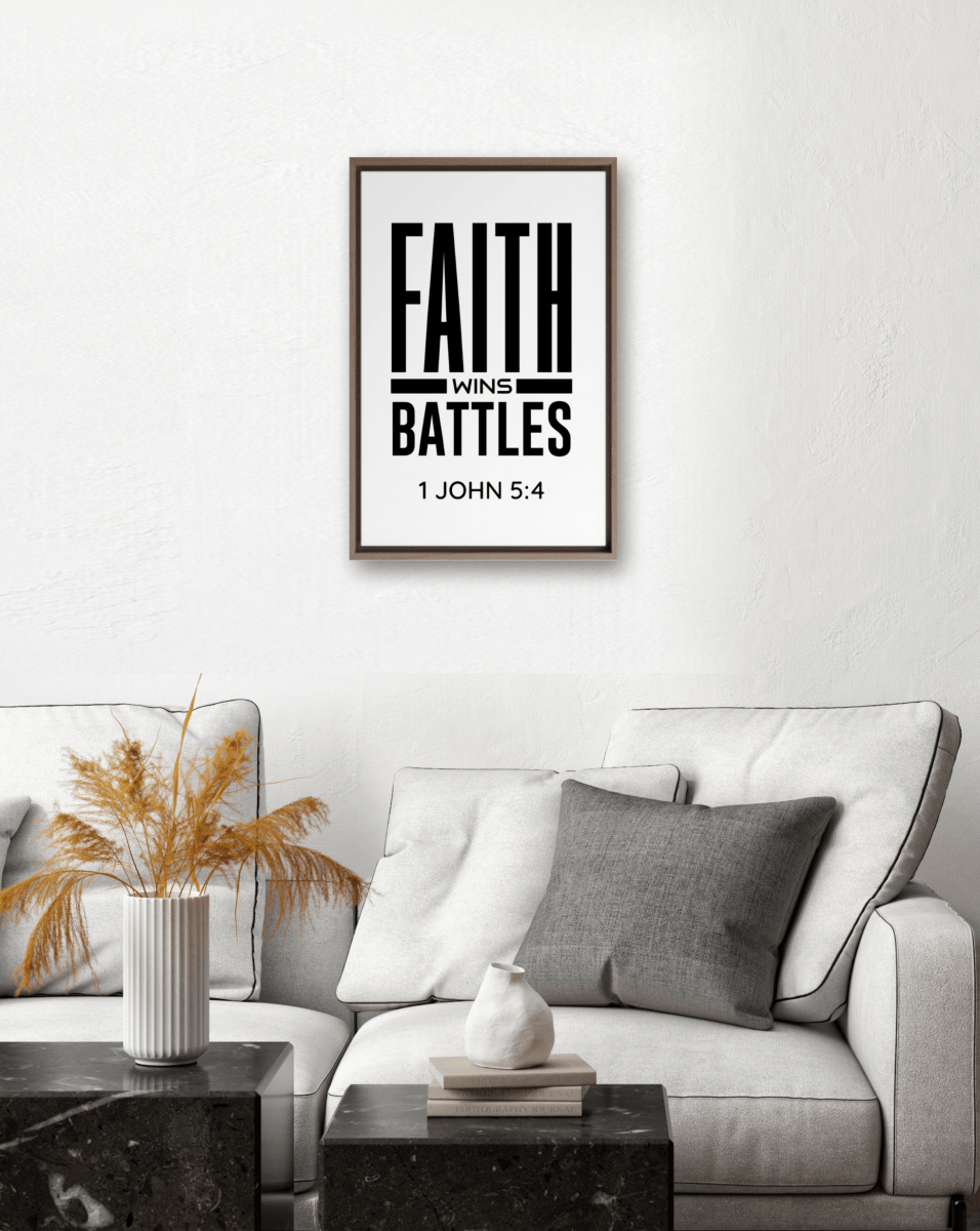 1 JOHN 5:4 Framed Canvas - Shepherds Shelf