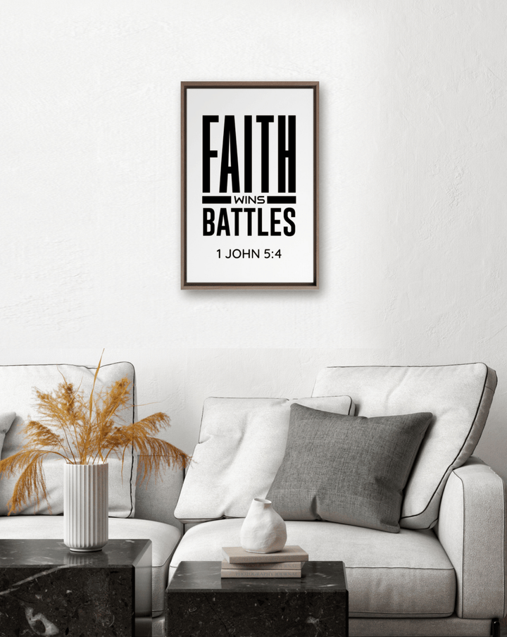 1 JOHN 5:4 Framed Canvas - Shepherds Shelf