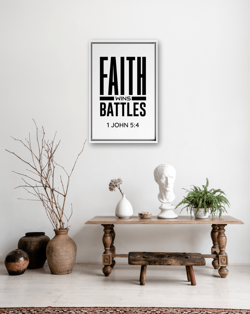 1 JOHN 5:4 Framed Canvas - Shepherds Shelf