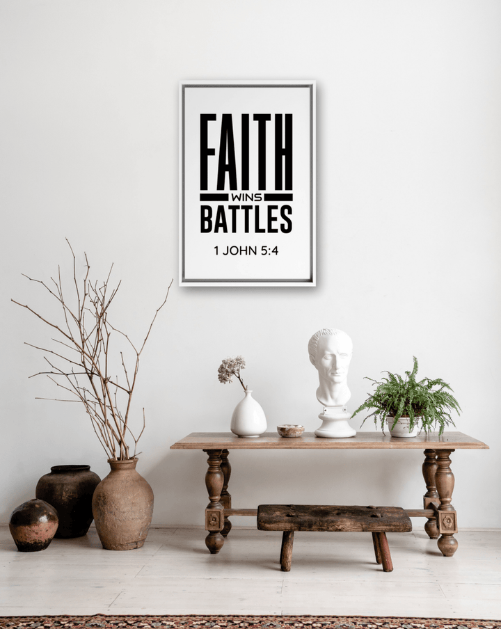 1 JOHN 5:4 Framed Canvas - Shepherds Shelf