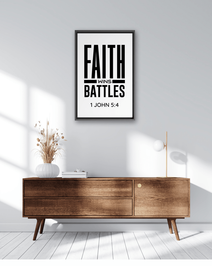 1 JOHN 5:4 Framed Canvas - Shepherds Shelf