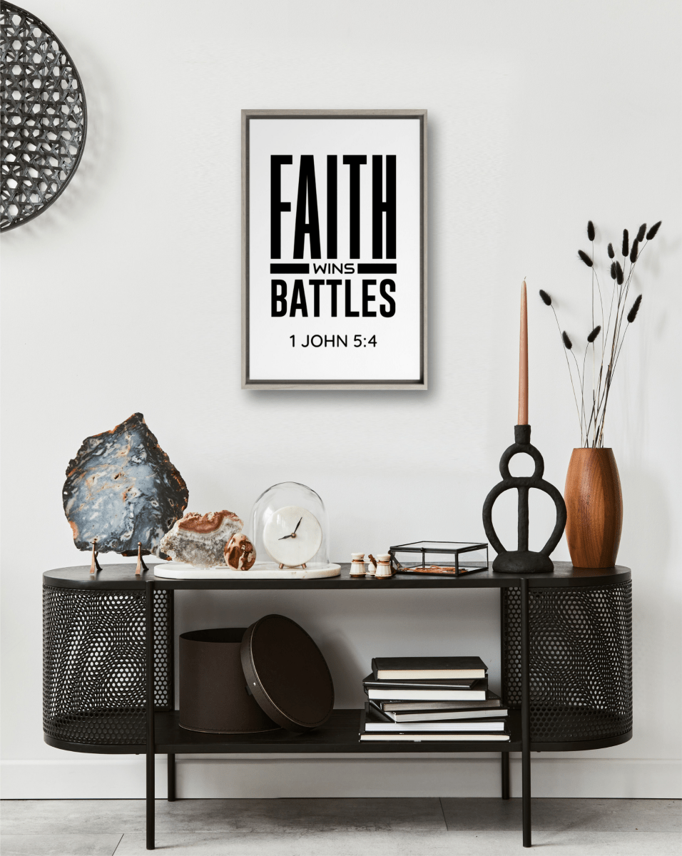 1 JOHN 5:4 Framed Canvas - Shepherds Shelf