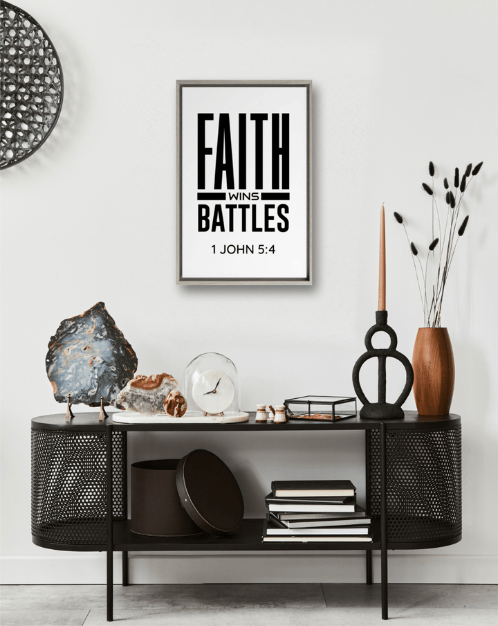 1 JOHN 5:4 Framed Canvas - Shepherds Shelf