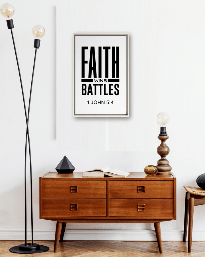 1 JOHN 5:4 Framed Canvas - Shepherds Shelf