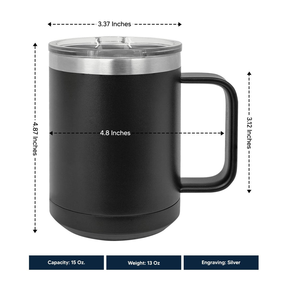 15 Oz Coffee Tumbler with Handle | Customized Jesus Loves Name | Christian Coffee Mug with Sliding Lid | Black - Shepherds Shelf