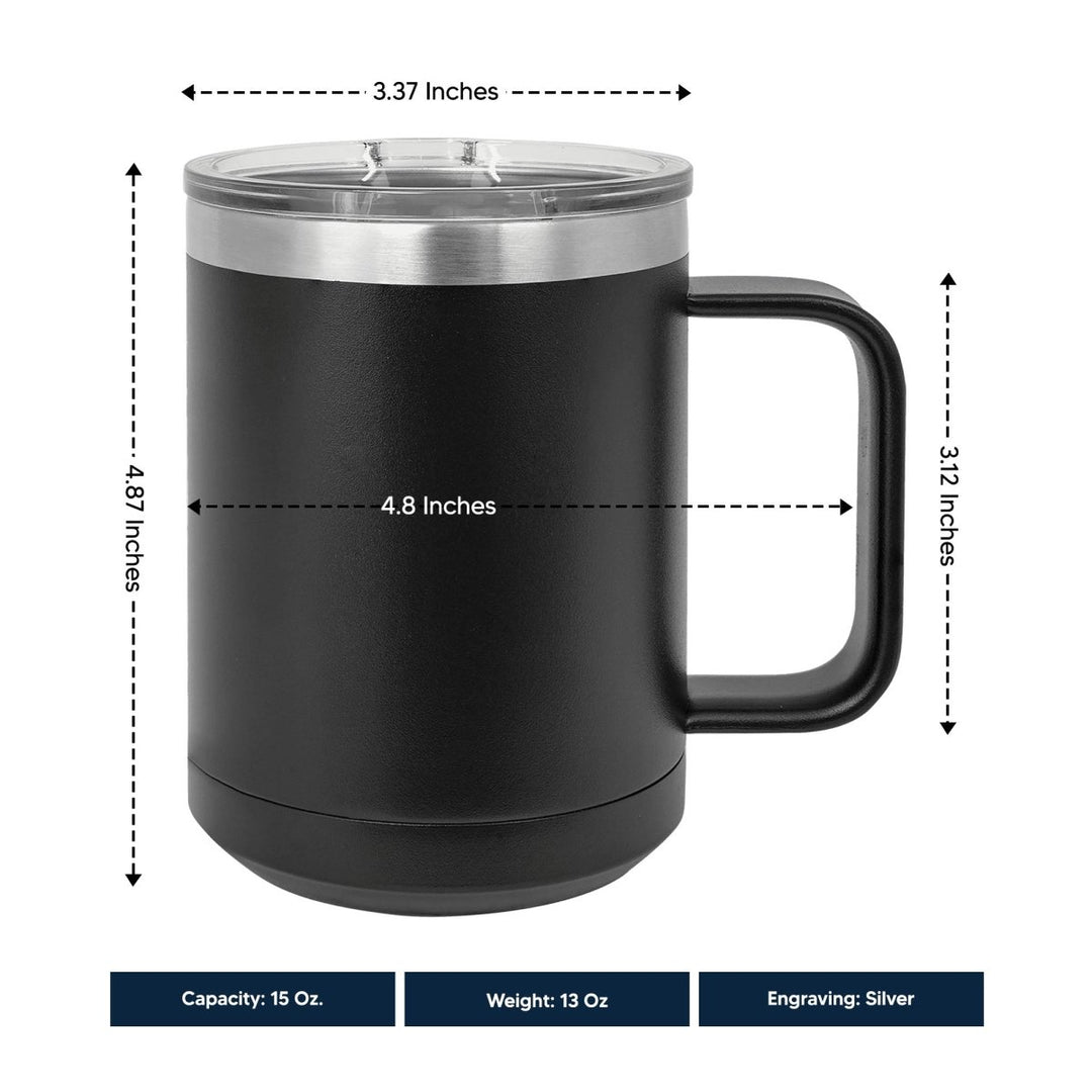 15 Oz Coffee Tumbler with Handle | Customized Jesus Loves Name | Christian Coffee Mug with Sliding Lid | Black - Shepherds Shelf