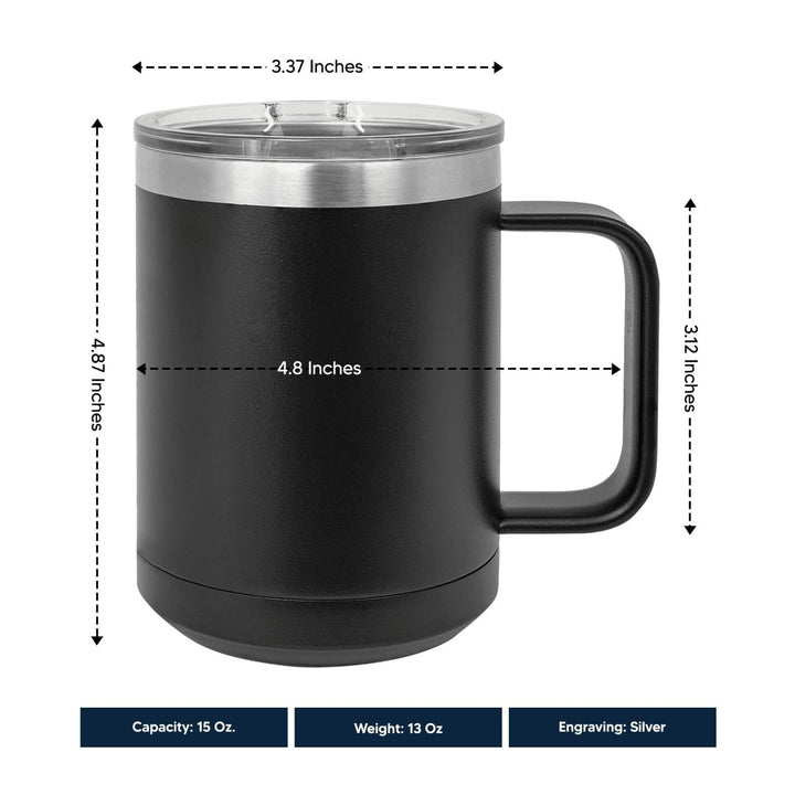 15 Oz Coffee Tumbler with Handle | Customized Jesus Loves Name | Christian Coffee Mug with Sliding Lid | Black - Shepherds Shelf