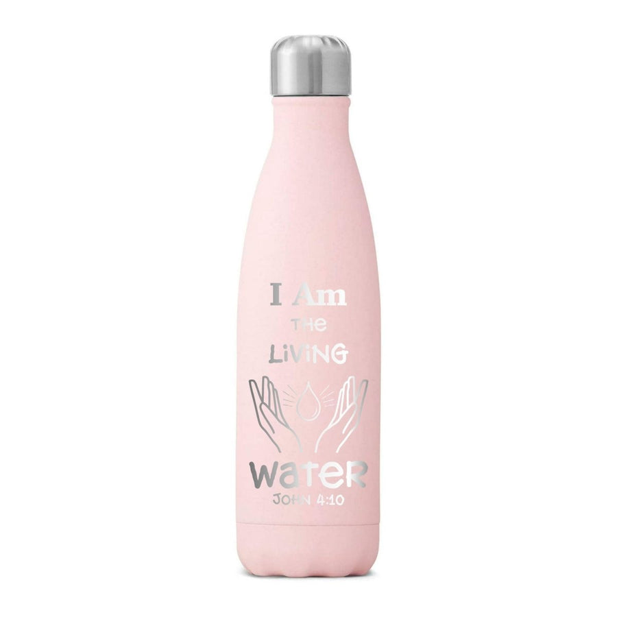 17 Oz, Pink Water Bottle Living Water Christian Design Powder Coated Bottle - Shepherds Shelf