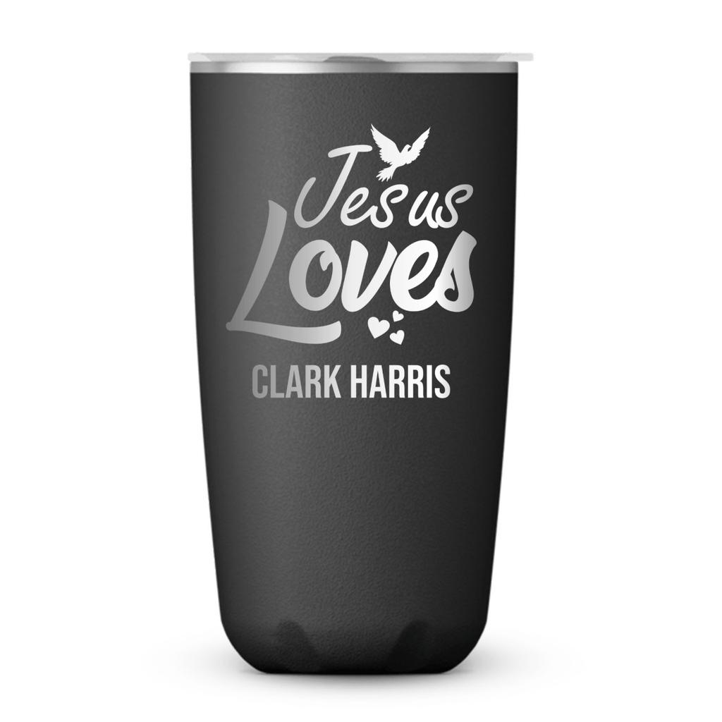 18 Oz, Onyx Coffee Tumbler Jesus Loves Dove Funny Christian Mug with S   Shepherds Shelf