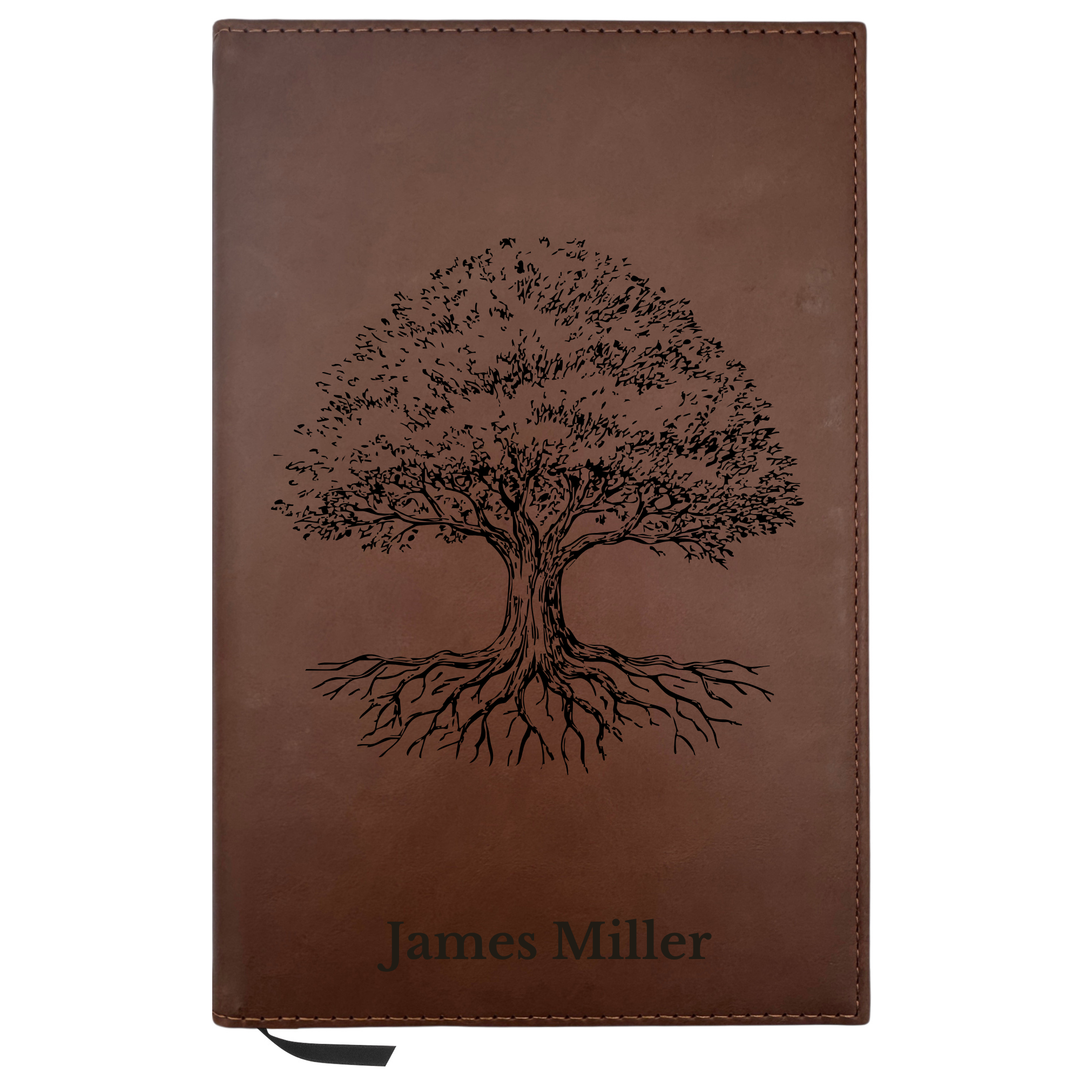 Personalized Brown Leatherette Journal Notebook | Tree of Life II
