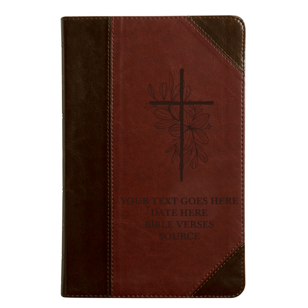 ESV Brown Standard Size Thinline Holy Bible Medium Print | Floral and Cross