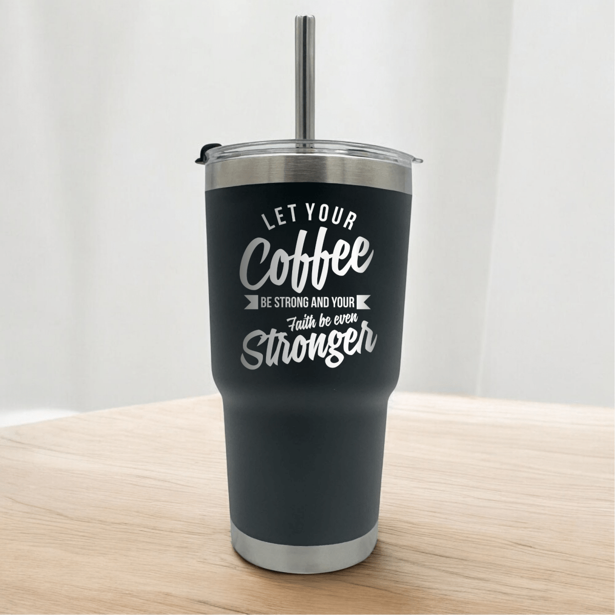 20 Oz, Arcticware Tumbler Coffee Strong Faith Stronger Funny Christian Travel Mug with Lid - Shepherds Shelf